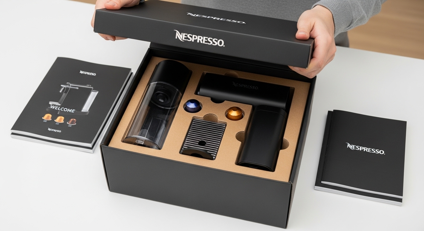 네스프레소 머신 박스 개봉 및 구성품 확인 이미지