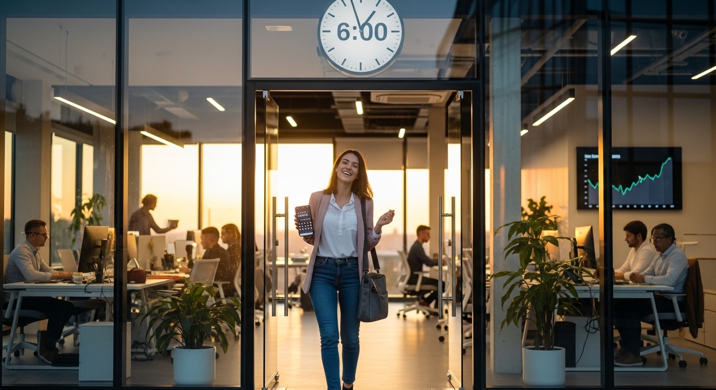 반복 업무 자동화로 일찍 퇴근하는 직장인의 모습