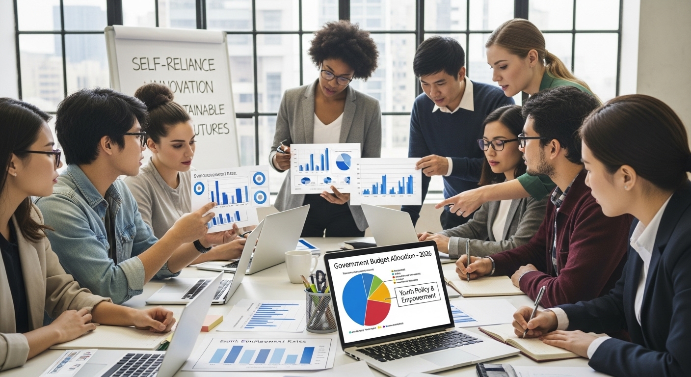2026년 청년 지원 정책의 핵심인 자립 기반 강화와 미래 설계를 상징하는 청년들의 모습