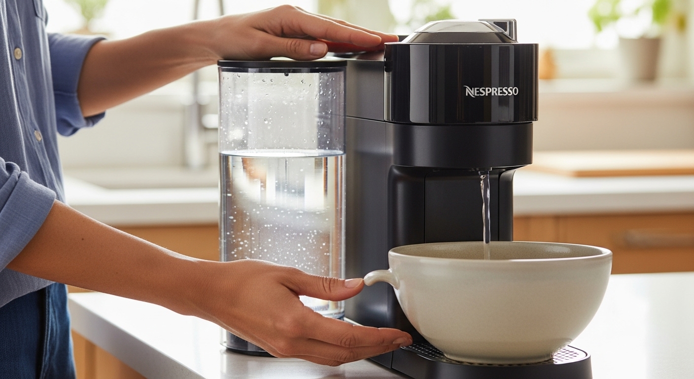 버츄오 네스프레소 머신 자동 세척 과정 이미지