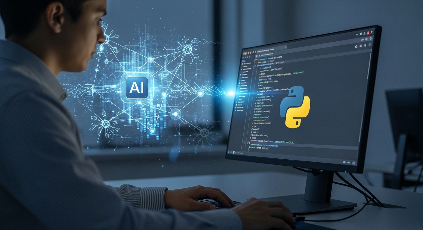 노션 API와 AI 통합 예제를 보여주는 개발자가 코딩하는 모습 이미지