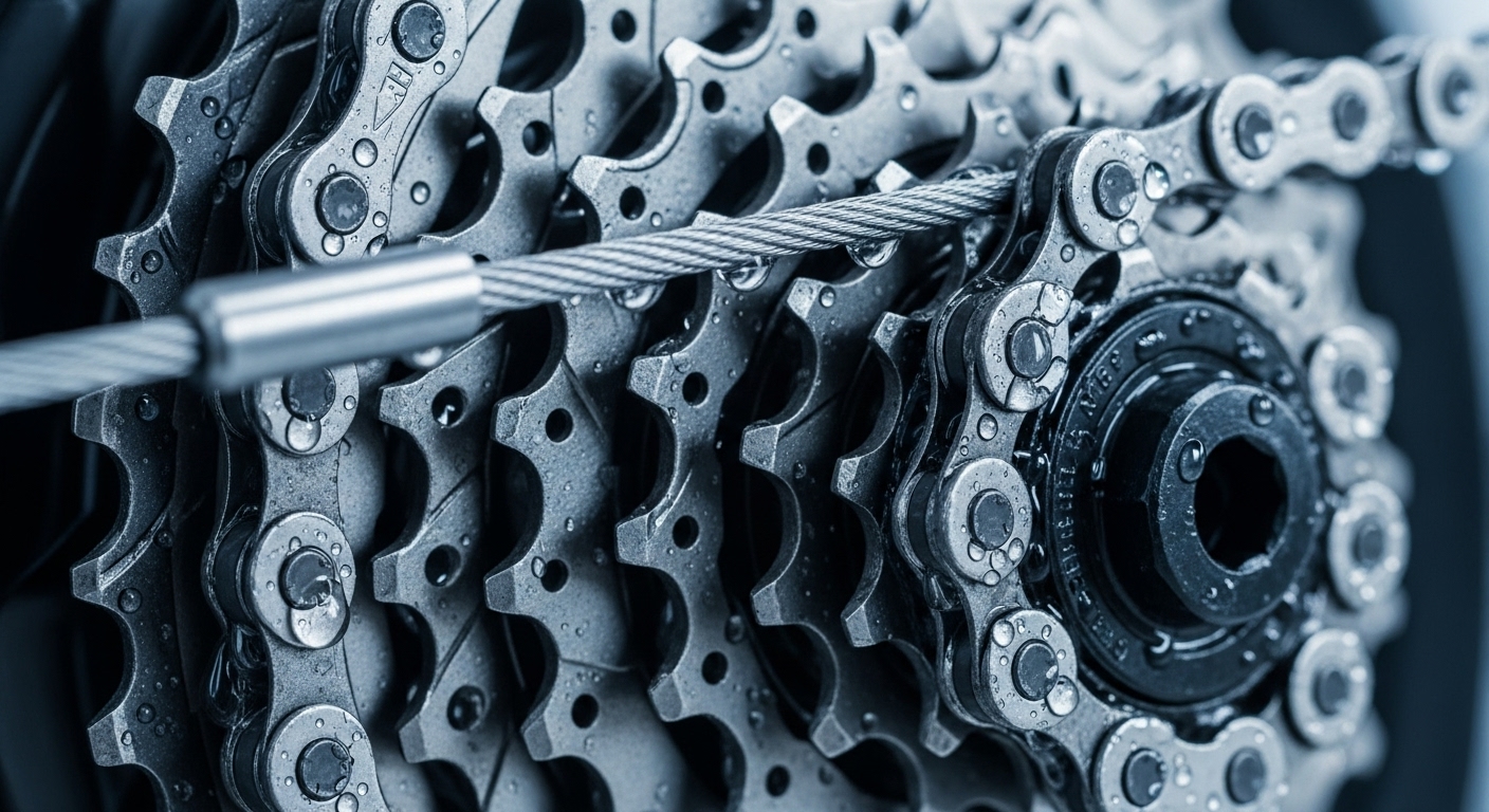 겨울철 자전거 기어와 브레이크 케이블에 윤활유를 바르는 모습