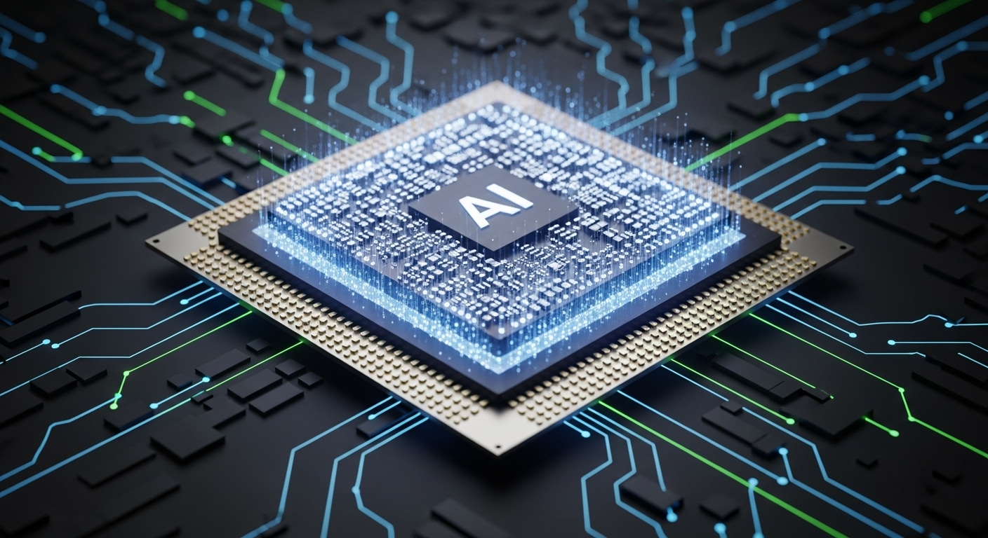 아이폰 18 프로에 탑재될 2나노 공정 A20 프로 칩의 첨단 기술을 강조하는 이미지