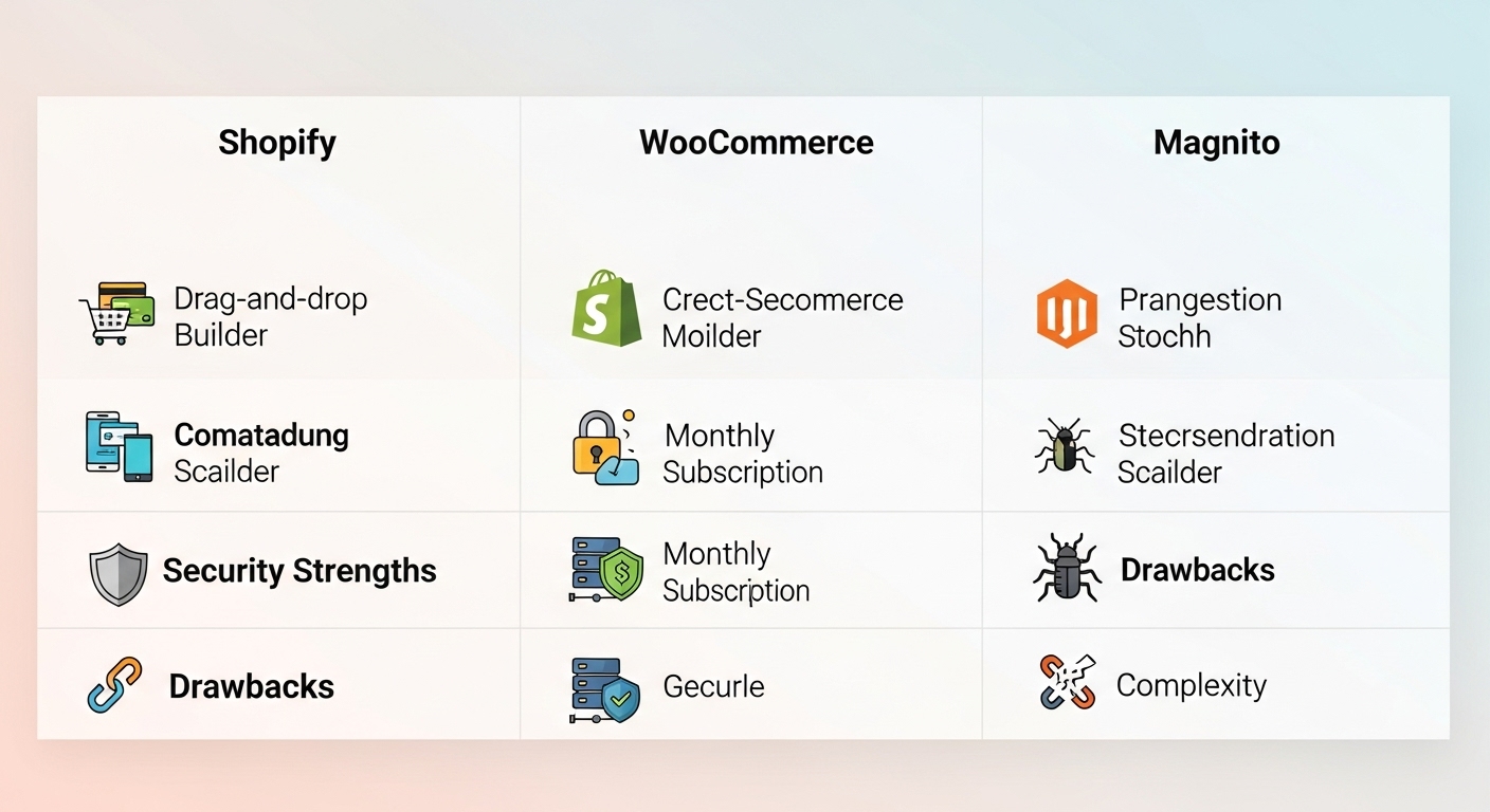 안전한 대체 쇼핑몰 3곳의 특징과 보안 강점을 비교한 이미지
