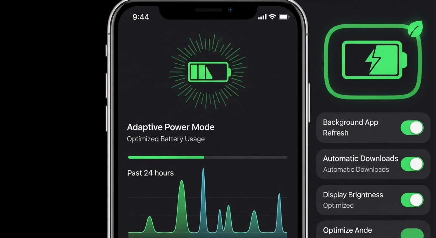적응형 전력 모드로 배터리 사용이 최적화된 아이폰 배터리 아이콘