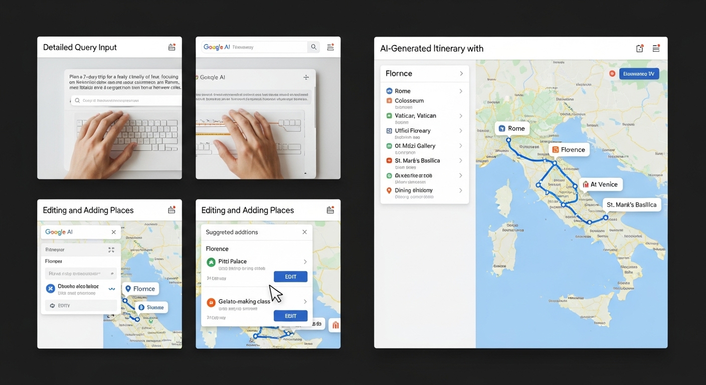 구글 AI를 이용한 여행 일정 자동 생성 사용법 단계별 안내 화면