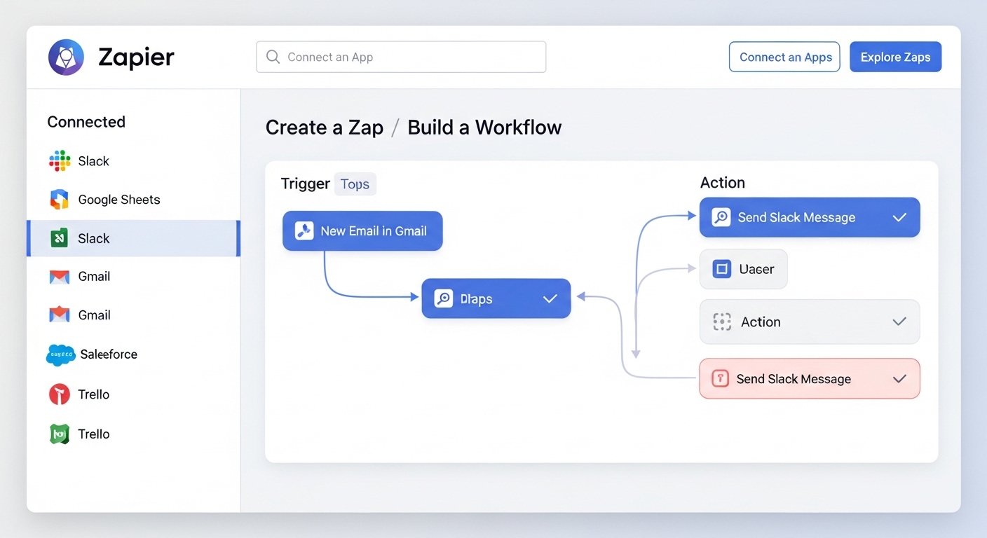 Zapier 플랫폼의 직관적인 자동화 대시보드 화면