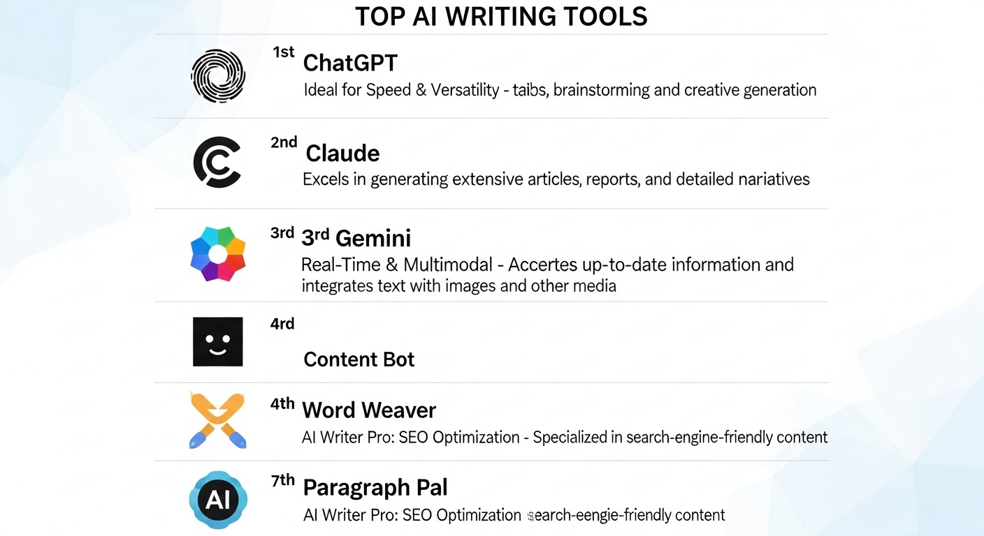 2025년 최고의 생성형 AI 글쓰기 도구 TOP 7 리스트와 특징