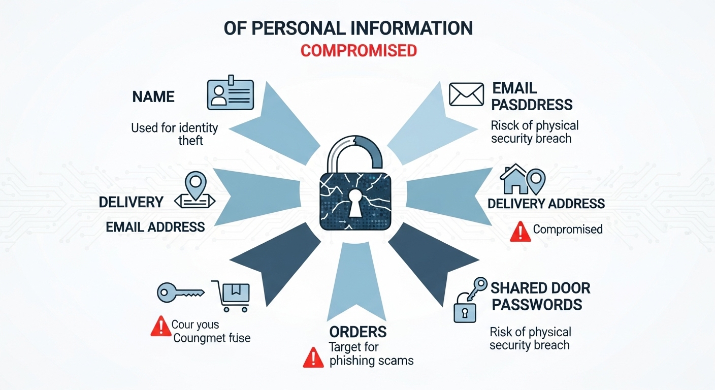 유출된 다양한 개인정보 항목을 시각적으로 표현한 인포그래픽