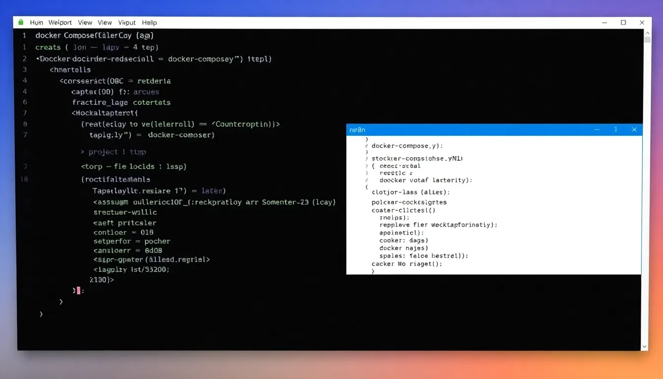 n8n 프로젝트 디렉토리 구조와 Docker Compose 설정을 보여주는 컴퓨터 터미널 화면